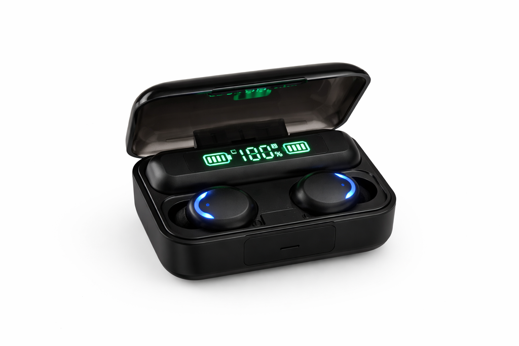 SynthBeats Wireless Earbuds — Deep Bass, LED Power Display with Powerbank Power Bank Headphone